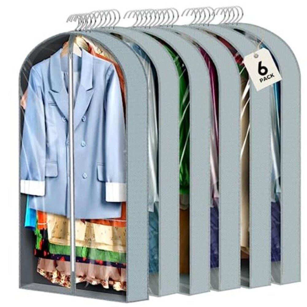 Garment Bags For Hanging Clothes Clear Suit Storage Bags Closet Organizer 6 Pack